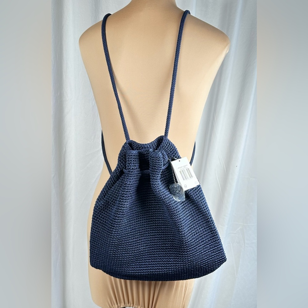 NWT The Sak Crochet Craze Backpack - Denim/Navy Blue